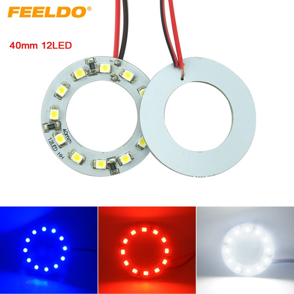 FEELDO 2pcs/lot 40mm Car Angel Eyes 1210/3528 12SMD LED Headlight Halo Ring Angel Eye Lighting White Red Blue #2666