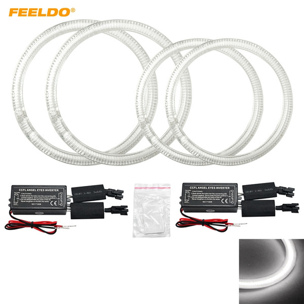 FEELDO 4pcs/Set LED Headlights Car CCFL Halo Rings Angel Eyes Light for Ford Focus 05+ DRL #3090