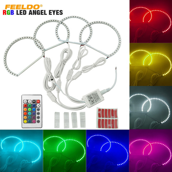 FEELDO Car 5050SMD LED RGB Flash Angel Eyes Halo Ring Light for BMW E46 3 Series Non Projector #4254