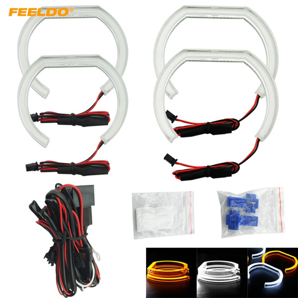 FEELDO 4pcs/Set Car Crystal Angel Eyes Halo Ring DRL For BMW F30/F35 3 Series (2012-2014) 3-Color Choice #2239