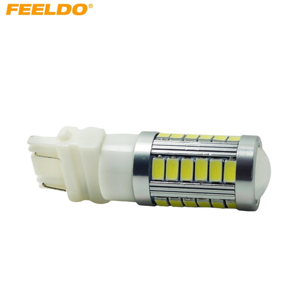 FEELDO 2PCS Car White 3157/3057/3155/3357/3457/3757/4057/4157/W2.5X16Q 33SMD LED 5630 Light Bulbs #4348