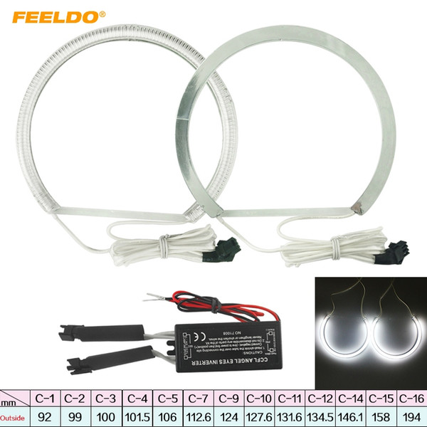 FEELDO 2pcs/Pair White Car Universal CCFL Angel Eyes Headlights Kits Cutting Round 13-Size For Choice #2156