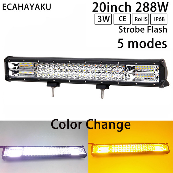 ECAHAYAKU high intensity 20inch off-road LED light bar 6000K Waterproof 12V 24V for Auto 4x4 Trucks SUV ATV Trailer Tractor Boat