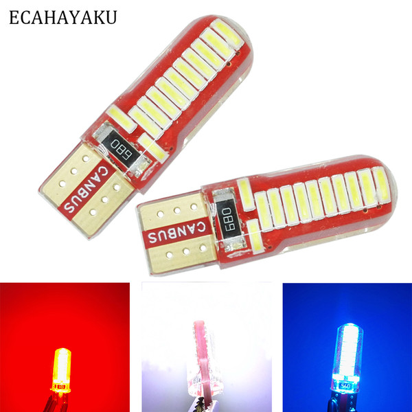 ECAHAYAKU 2PCS Auto W5W LED T10 Canbus 24SMD Led Lamp for Car Front Side Marker Door Courtesy License Plate LED Light Bulbs 12V