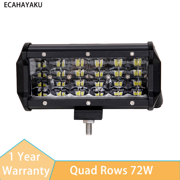 ECAHAYAKU 7Inch 72W 7200LM Modified Car Top LED Light with Quad Rows light Bars 6000K for Off-road Car Pickup Wagon ATV SUV UTE