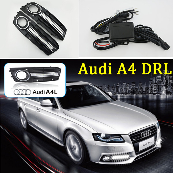 1 Pair For Audi A4 B8 2009 2010 2011 2012 Auto Car Daytime Running Light With Head LED DRL replace Fog Lamp Cover