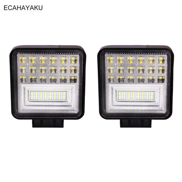 2Pcs ECAHAYAKU 4inch Square Offroad Led Work Lights 126W 6000K White for Off Road Heavy-duty Trucks Boat Jeep Hummer ATV 12V 24V