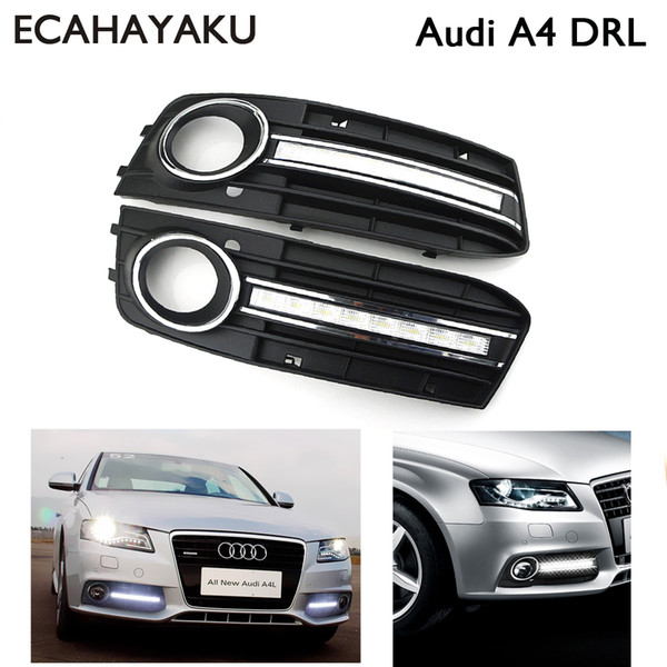 1 Pair Super bright Brand new style 12v led car DRL daytime running lights with fog lamp hole for Audi A4 2009-2012