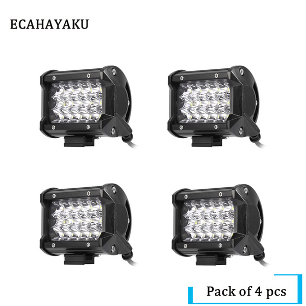 4 Pcs 54W 5 inch LED Light Bar Spot 12V 24V IP68 ATV SUV Work Light Truck 3-row Led Work Light Bar Offroad