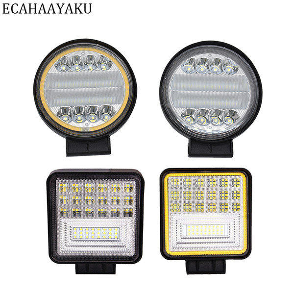 ECAHAYAKU 4 Inch Car LED Work Light Lamp DRL Offroad Boat Car Motorcycle SUV Driving Lighting Round Square 12V 24V Drop shipping