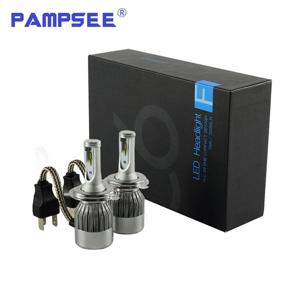 PAMPSEE C6F H4 Car Led Headlight High Power Auto H3 H11 H7 H13 9007 High Low 72W 7600LM White 6000K Bulb Repalcement Headlamp