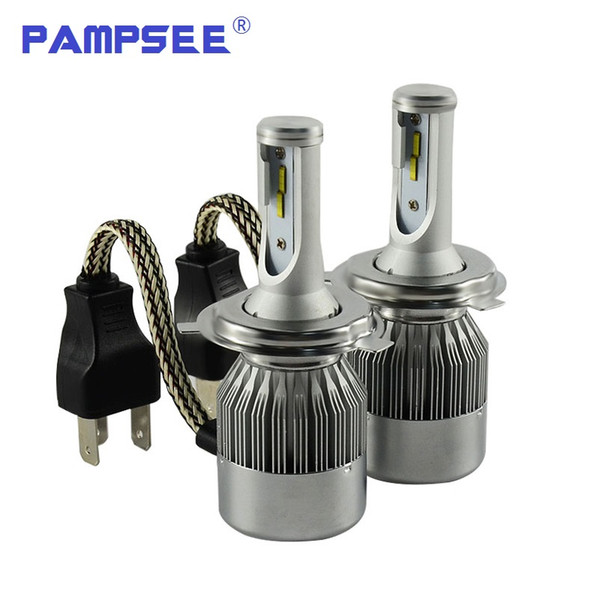 PAMPSEE C6F CSP Chip Led Headlight Bulb H7 H4 H11 72W 7600LM Turbo Fan Cool White 6k Truck Replacement Kits LED Headlamp Bulb