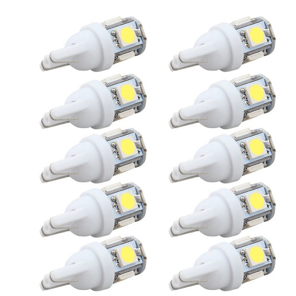 50pcs New Hot T10 Wedge 5-SMD 5050 Xenon Car LED Light bulbs 192 168 194 W5W 2825 158 Cool White