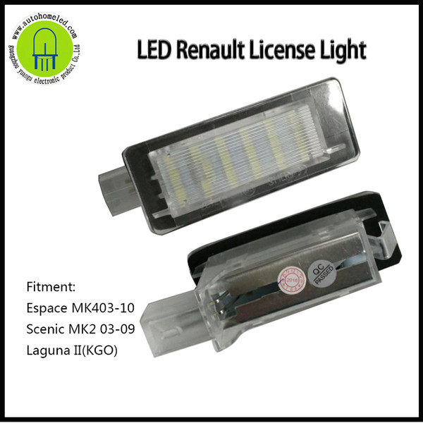 2pc X LED License Lamp for Renault Espace MK403 2010 Scenic MK2 03-09 Laguna II KGO