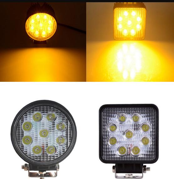 LED Working Gold Yellow Light Engineering Lamp Flood Lamp Car Truck Off-road Vehicle Motorcycle Tractor Truck Trailer SUV JEEP Bus Fog-proof