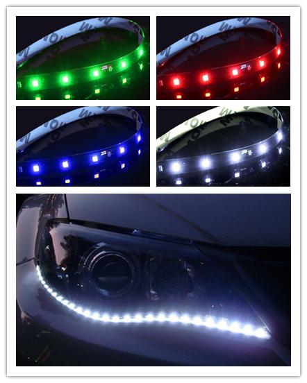 30*1CM LED Soft Light Strip Light Belt Car Decorative Lamp LED Patch Lamp Belt Hard Plate Soft Light Bar Drip Waterproof 100PCS