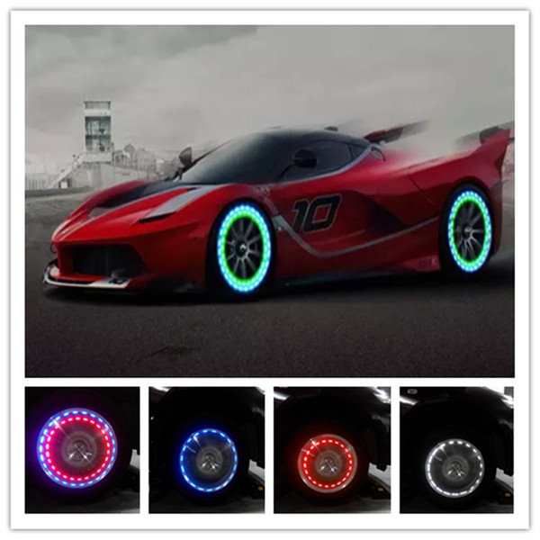 16 Mode Solar Energy LED Car Auto Flash Wheel Tire Valve Cap Neon Daytime Running Light Lamp Car Gas Cap Lamp 4PCS