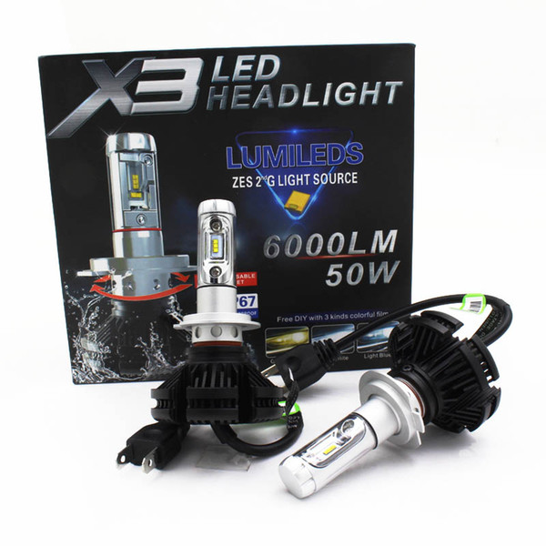 car headlights white h4 led headlight bulbs h1 h11 h3 9005 9006 hb3 hb4 h7 headlight bulb 12v 3000K 6500K 8000K x3 for honda