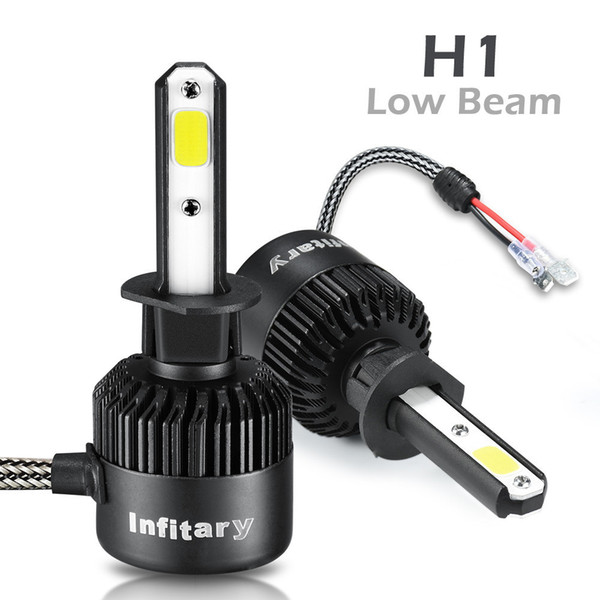 2Pcs Infitary H1 LED Car Headllight Single beam Light 72W 8000LM 6500K 12V/24V Auto Headlamp Lamps