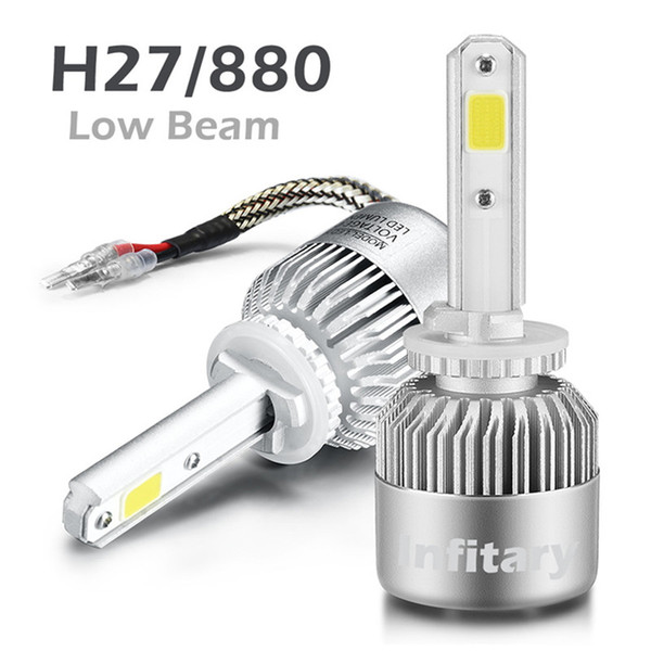 2Pcs Infitary H27 880 LED Car Headllight Single beam Light 72W 8000LM 6500K 12V/24V Auto Headlamp Lamps