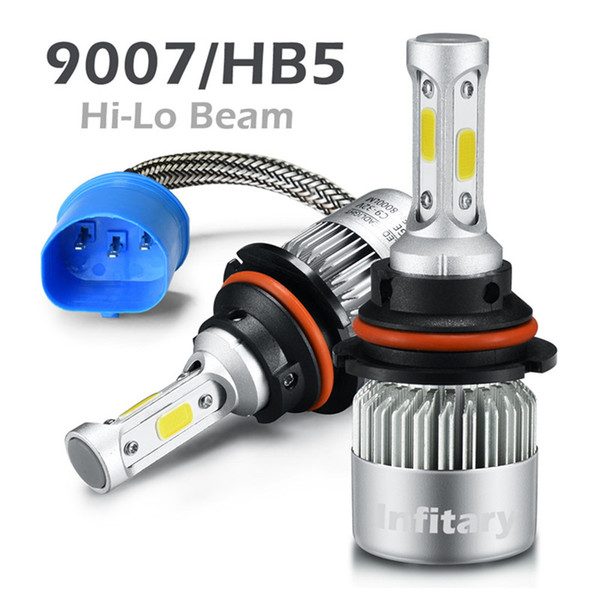 2Pcs Infitary 9007 HB5 LED Car Headllight Hi-Lo beam Light 72W 8000LM 6500K 12V/24V Auto Headlamp Lamps