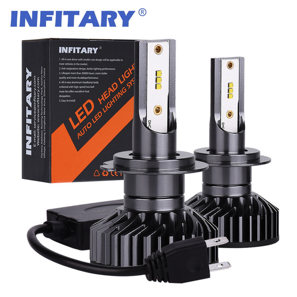 Infitary LED Headlight Bulbs H7 Conversion Kits Single Beam Auto Headlamp Car Headlight 72W 6500K 8000LM Super Bright White ZES Chips