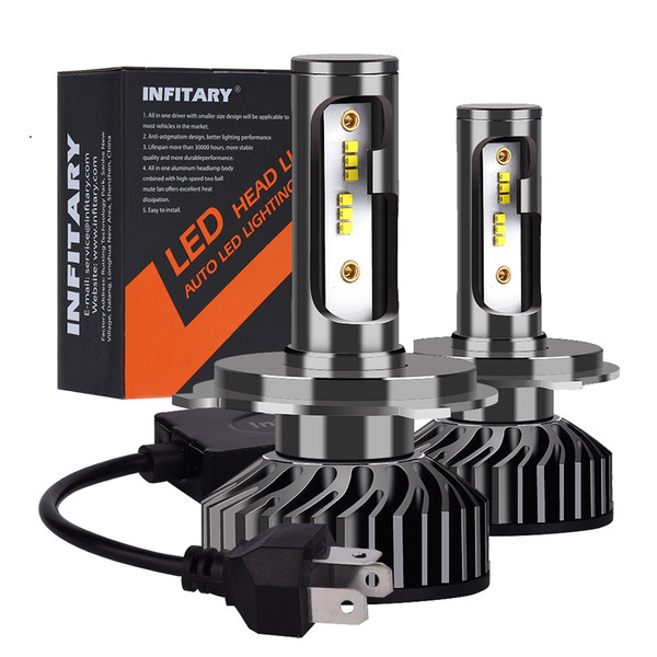 Infitary LED Headlight Bulbs H1 H3 H4 H7 H11 H13 9004 9005 9006 Hi-Lo Single Beam Auto Car Headlamp 72W 6500K ZES Chips