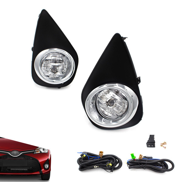 CNSPEED Fog lights for 2015-2016 Toyota Yaris Hatchback 2/4Dr Clear Fog Lamps Driving Lamps+Switch Driving Lamps YC101064-CL