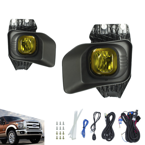 CNSPEED Fog light fit for Ford F250 F350 F450 XLT 2011-2015 fog lamp Clear Yellow Lens Bumper Fog Lights Driving Lamps