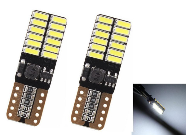 12V 24V No polarity Canbus T10 LED bulbs with 4014SMD 24 leds Interior Light W5W LED LAMP white blue NO OBC ERROR