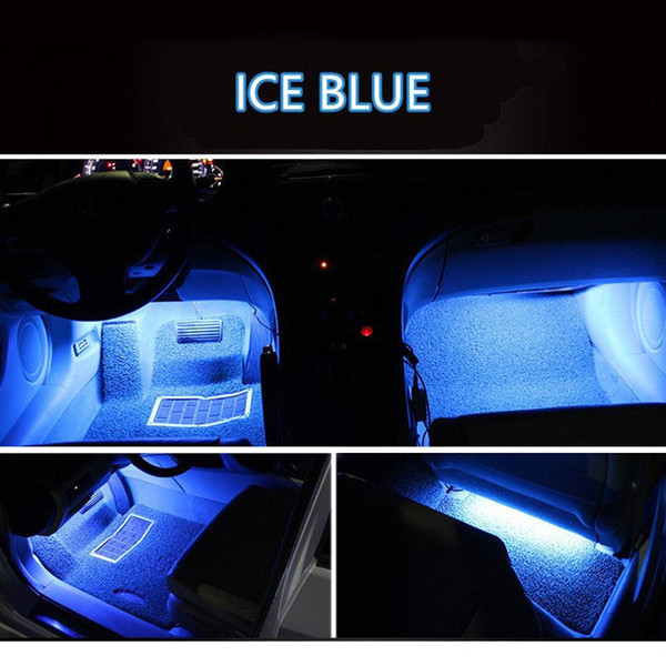 free shipping yentl 4x Ice Blue 9LED Charger Interior Light Accessories Car SUV Floor Decorative Set Car Auto Decorative colorful LED