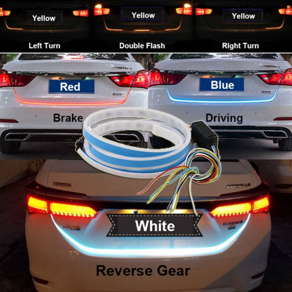 free shipping yentl 4 Colors Flow Type LED Car Tailgate Light Strip Brake Driving Turn Signal Lamp Driving Signal Knight trunk car