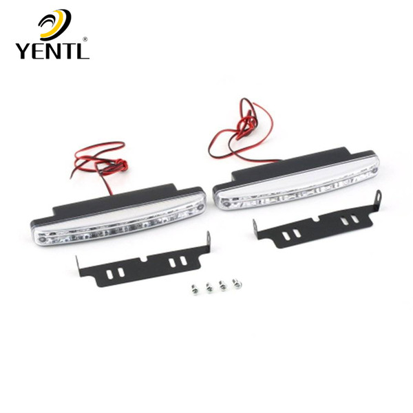 free shipping yentl 2 x 8 LED Super Bright Car DRL Daytime Running Light Daylight Bulb Head Lamp Running Light front daylight 4 LED fog lamp