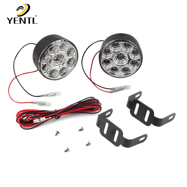 Free shipping yentl 2pcs 2.7W LED DRL Lamp Running Light Flood Beam Off-Road Car Truck Boat Daytime Driving Running Light DRL Car Fog Lamp