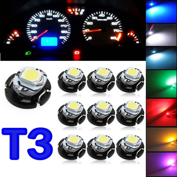 free shipping yentl 10x T3 LED 3528 SMD Car Cluster Gauges Dashboard Instruments Panel Light Bulbs Dashboard Indicator Light Blue Green red