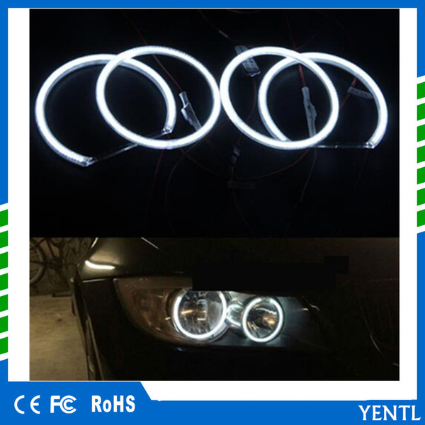 free shipping yentl 4 Pieces / lot LED Angel Eyes Rings Light White For BMW E36 E38 E39 E46 3 5 7 Series Warm White Led Car Styling