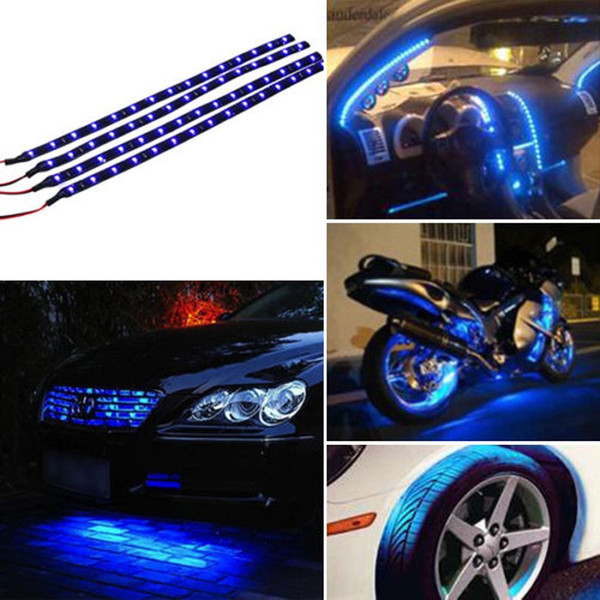 30CM/15 LED Car Motors Truck Flexible Strip Light Waterproof 12V 4 Colors Blue Red Warm white/ White Free shipping