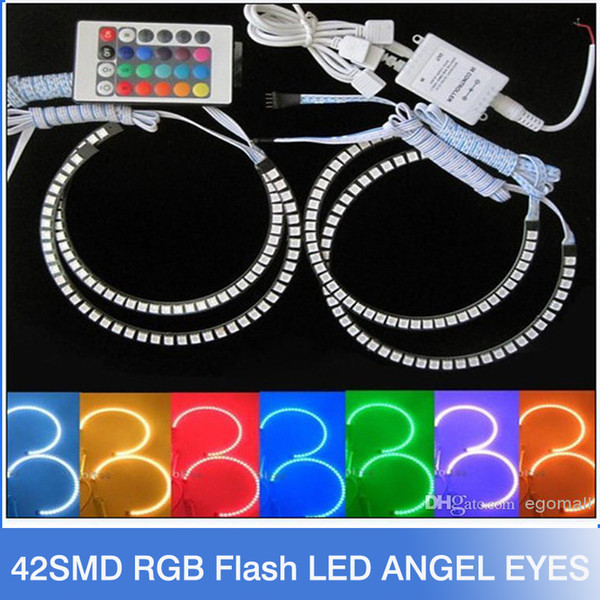 New E36 E38 E39 E46 5050 42SMD RGB Flash SMD LED ANGEL EYES HALO RINGS kit for BMW