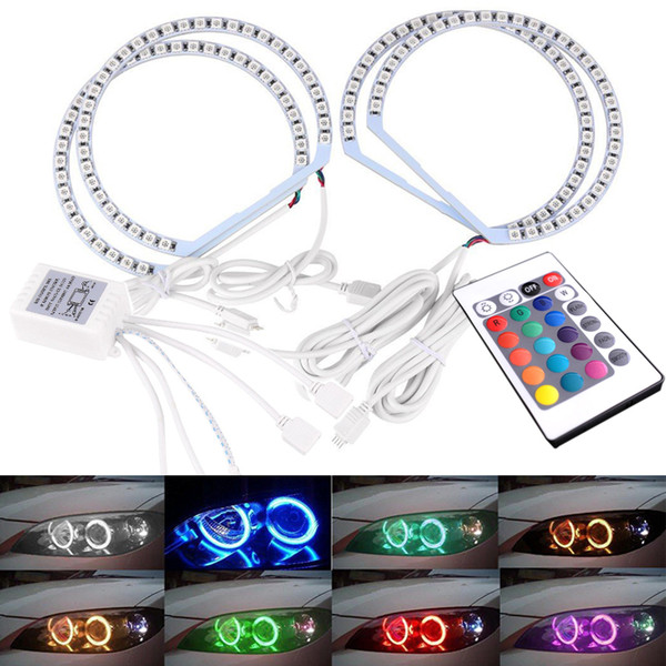 4pcs 4*131MM Multi-Color RGB 5050 Flash LED Car ANGEL EYES Headlight Rings kit for BMW E36 E38 E39 E46 Hot Car-styling