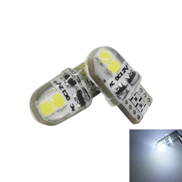 T10 W5W 4 SMD 3030 Silicone Led Non polar Bulbs For 168 194 Car Interior Lights Door Reading License Plate Lamp 12V White