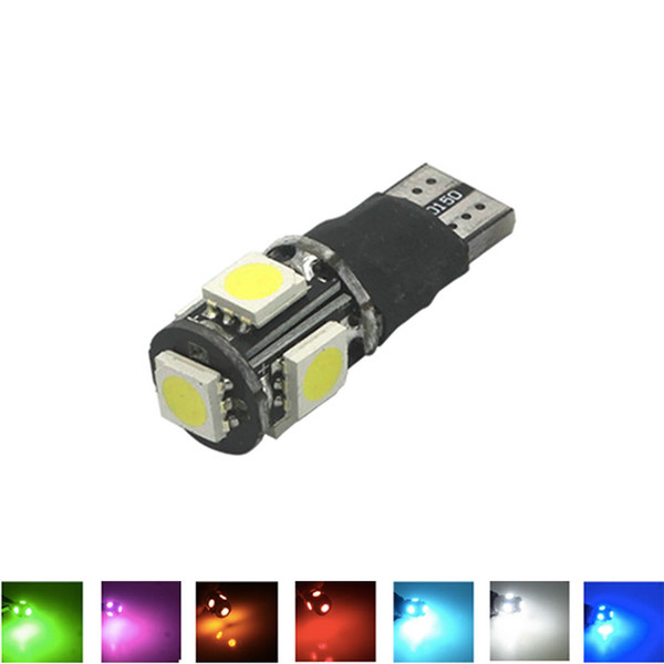 T10 W5W Fast Flashing Strobe/Always on 2 Modes 5 SMD 5050 LED Car Wedge Light Side Marker Bulb Dome Lamp 12V 7-Colors