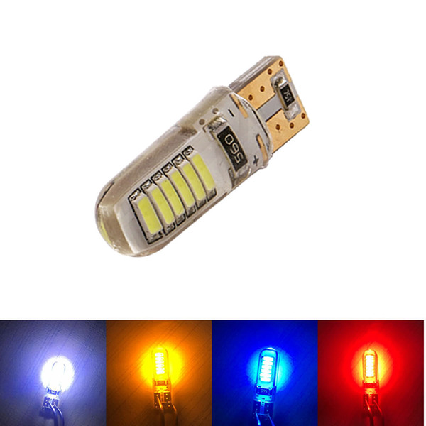 T10 W5W 194 4014 12 SMD Chips LED Bulbs Wedge Silica Gel DC 12V License Plate Light Reading Lamp White Yellow Red Iceblue