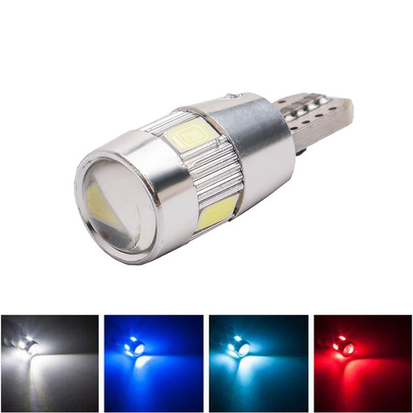 T10 W5W 6 SMD 5630 5730 LED Lights Wedge Bulb Car Parking Lamp Auto Clearance Lights 12V 4-Colors