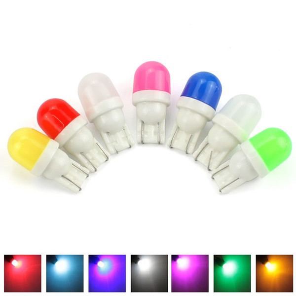 T10 Ceramic LED Bubbles Car Door Side Number Lamp Auto Interior Light Reading Signal License Plate Bulb 12V DC 7-Colors