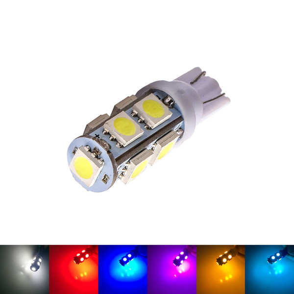 W5W T10 9 SMD 5050 194 501 LED Car Auto Clearance Interior Lights Wedge Lamp Door Instrument Side Bulb DC 12V 6-Colors