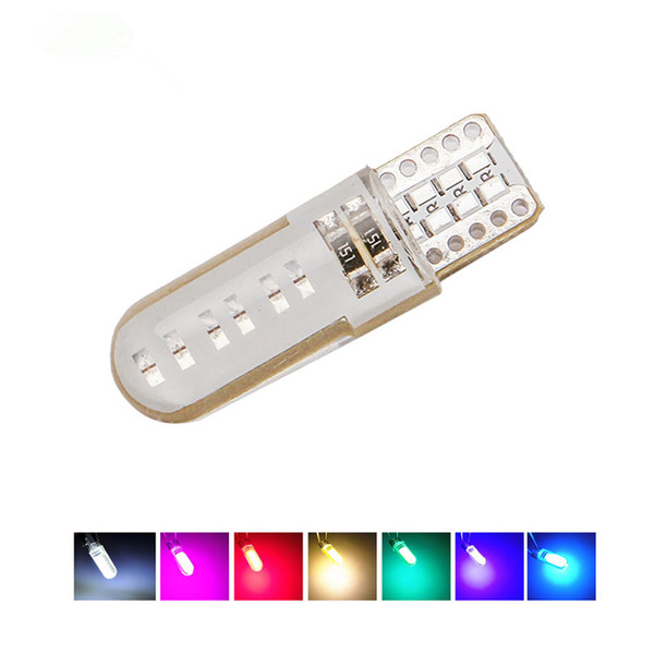 T10 COB W5W 194 Silicone Case 12 Chips LED Wedge Interior Light Auto Clearance Bulbs Turn Side Lamps 12V Car Styling 7 Colors