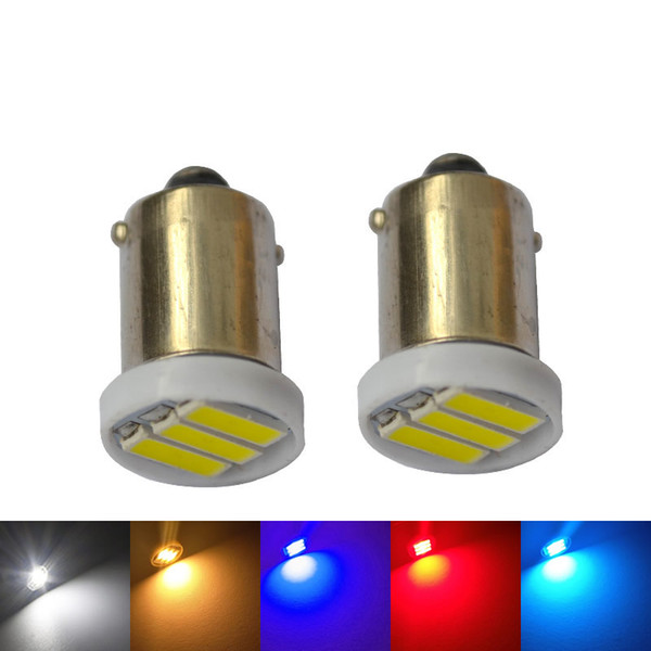 BA9S LED 3 SMD 7020 7014 Car LED Bulb T4W Interior Lamp Auto Dome Door Light 12V White bulb 5colors