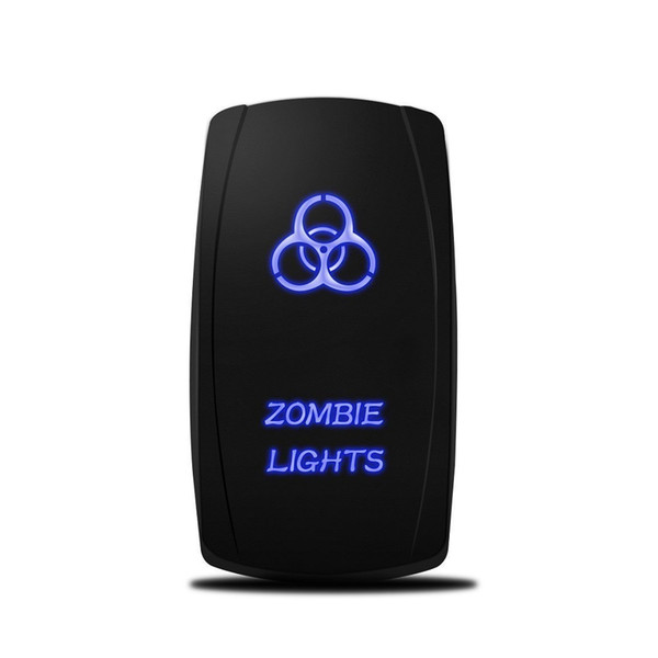 5pin Zombie Lights Symbol Rocker Switch ON-OFF LED Light 20A 12V Blue Green Red White LED Light Free shipping