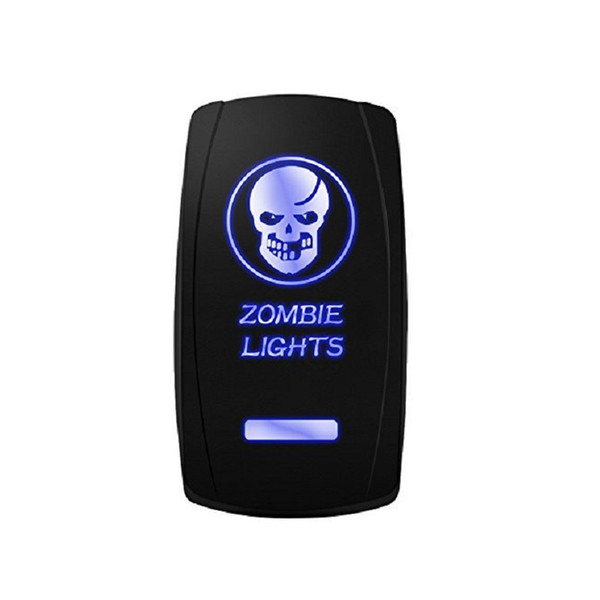 Laser Blue Rocker Switch ZOMBIE LIGHTS 20A 12V On/Off Green Red White LED Light Factory Whosale Free Shipping