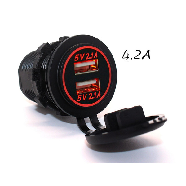 Car Boat Marine Mobile Phone Charges Waterproof Dual USB Charger Socket Power Outlet 2.1A & 2.1A for iPhones,mobile phone,iPads